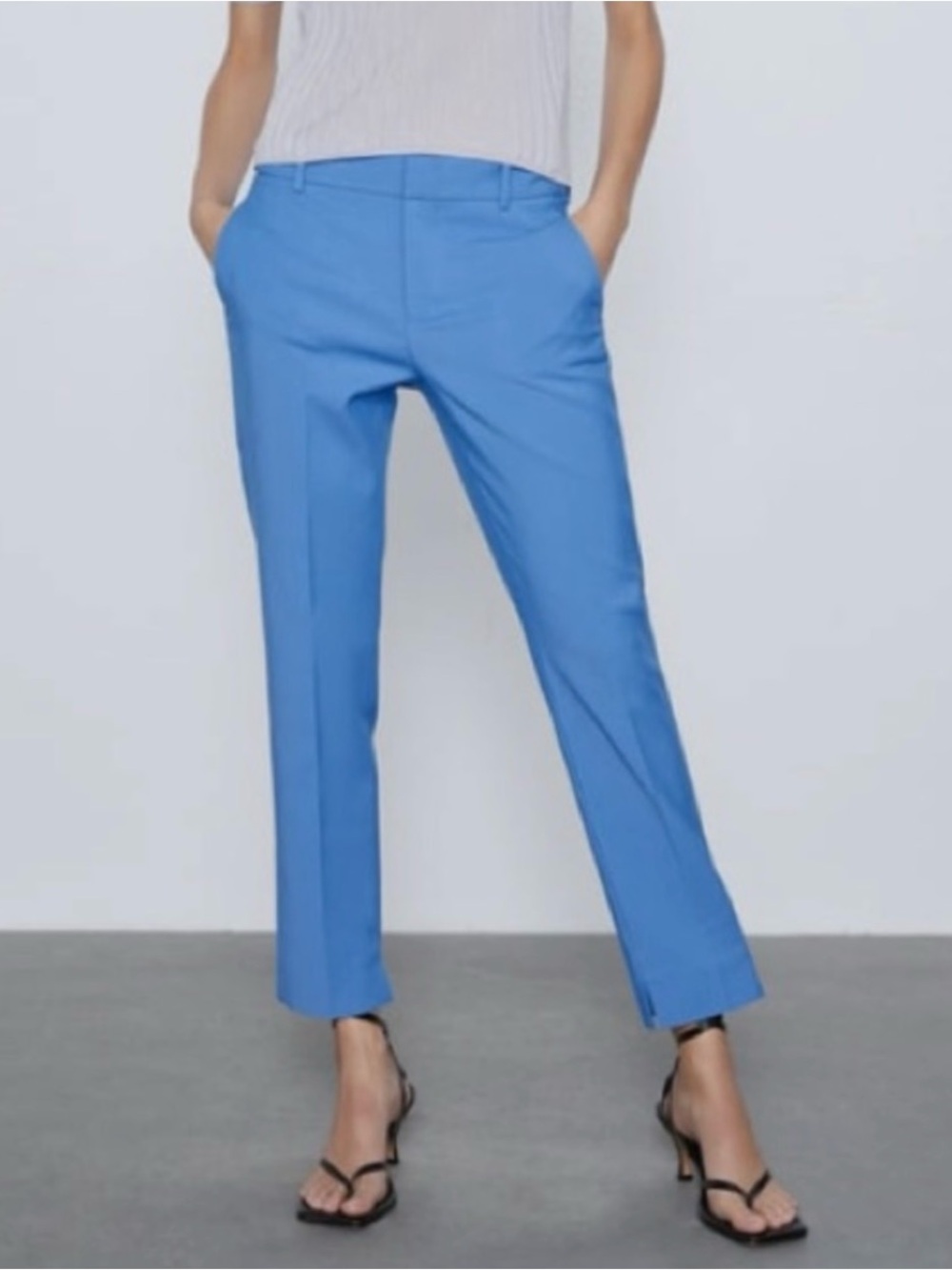 Zara Double Faced Chino Pants in Light Blue. Size 4. NWT